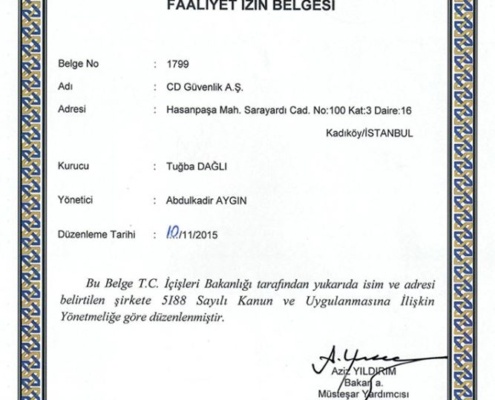 CD Güvenlik Faaliyet Belgesi